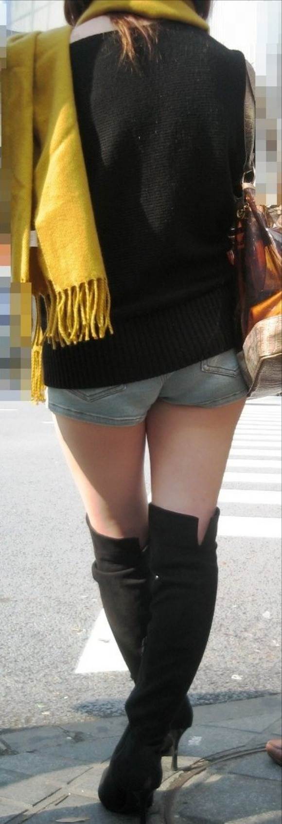 デニムホットパンツ_街撮り_素人11