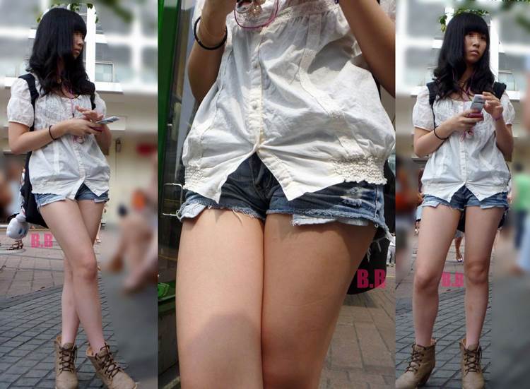 デニムホットパンツ_街撮り_素人20