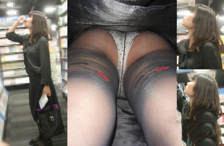 素人_逆さ撮り_黒パンスト02