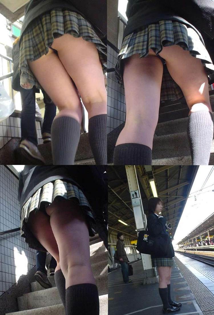 むっちり太ももの制服JKのパンチラ