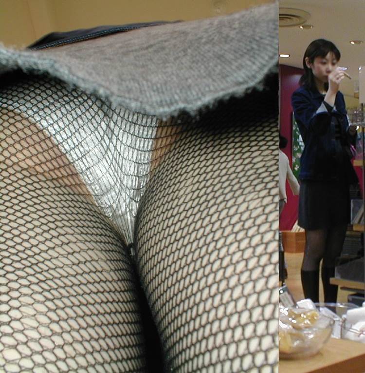 素人_網タイツ_逆さ撮り_盗撮_エロ画像02